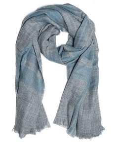Bufanda gris azul rayas flecos bufanda de invierno poncho capa unisex cálido - Imagen 1 de 3