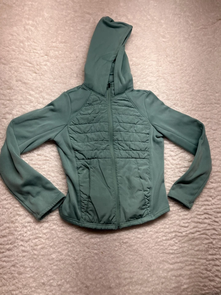 Куртка женская Tek Gear 14 Plus с капюшоном на молнии стеганая флисовая с подкладкой отверстия для пальцев - Изображение 1 из 4