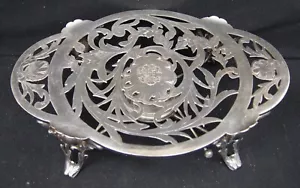 CHRISTOFLE 13.5x9.5" Footed Silverplate Trivet With Burner FRANCE Monogram - Picture 1 of 4