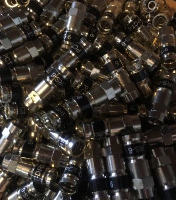 PCT-TRS-6LMG Universal RG-6 ALL BRASS WEATHER SEAL Coaxial Compression Connector - Image 1 of 2