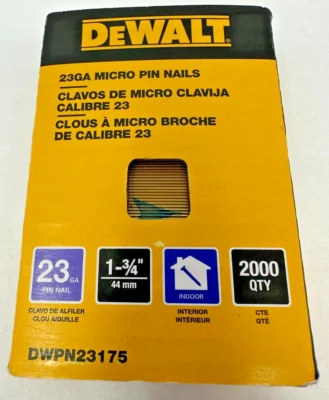 1 Pack of Dewalt 23-Gauge Pin Nails 1-3/4" DWPN23175 (2000 Per Pack) - Image 1 of 4