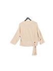 Mango Women's Jumper S Cream Striped Acrylic with Polyester Mock Neck Pullover