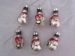 Snowman mini glass Ornaments 6pc set Vintage style Primitives by Kathy 21778 NEW - Picture 1 of 7