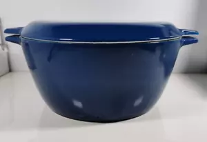 VINTAGE COPCO D4 7 QUART CAST IRON DUTCH OVEN BLUE ENAMELED DENMARK - Picture 1 of 10