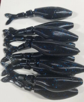 TEXJET CHATTERBAIT,BLADED JIG,SWIM JIG, TRAILER-4' BLACK/BLU FLAKE 10 PAC GARLIC+SALT