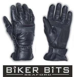 Guantes RST INTERSTATE de cuero negros aprobados por la CE para motocicleta vintage/crucero - Imagen 1 de 1
