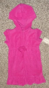 Arizona Girls Dark Pink Raspberry Swimsuit Cover Up with Hood Size 4 NEW - Picture 1 of 3