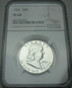 1961 Proof Franklin Silver Half Dollar PF 69 Graded by NGC - Picture 1 of 6