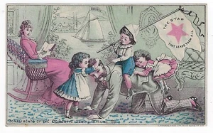 Domestic Sewing Machine Star Flag Piggyback Dillsburg PA Victorian Trade Card - Picture 1 of 2