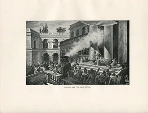 Antony with murdered Julius Caeser at palace 1892 vintage B&W art print - Picture 1 of 4