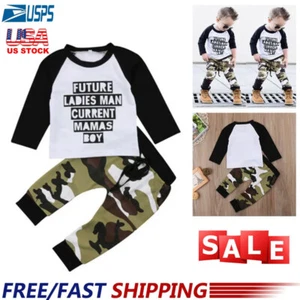 Newborn Baby Boy Tops T-shirt Camo Pants Outfits Set Clothes Tracksuit 1-5 Years - Picture 1 of 10
