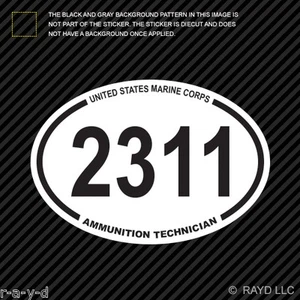 United States Marine Corps MOS 2311 Ammunition Technician Oval Sticker usmc - Foto 1 di 1