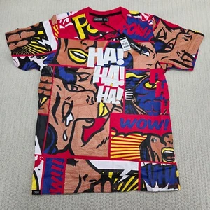 Contender Shirt Mens Medium Red Comics Villan AOP Print Hip Hop Streetwear - Picture 1 of 9