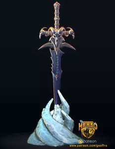 World of Warcraft WoW Frostmourne Schwert 1:1 Maßstab Filament bedruckt Zum Selbermachen Modellbausatz - Bild 1 von 3