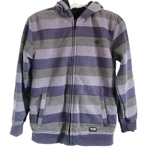 Zoo York NWT Youth Full Zip Striped Sherpa Lined Sweatshirt Jacket Large 16-18 - Picture 1 of 12