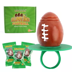 Football Ring Lollipops 30ct Individually Wrapped Candy Party Favors Bulk - Picture 1 of 9