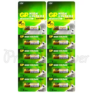 10 x GP 27A Alkaline Super batteries 12V MN27 A27 GP27A E27A EL812 L828 Alarms - Picture 1 of 1