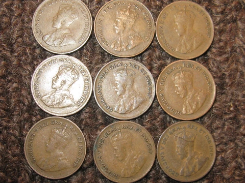 Canada Rare Small Cents Collection Of 9 Coins 1920,21,28,29,32 To 36 Cover