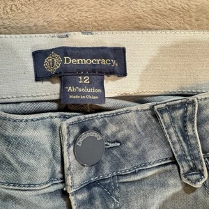 Democracy Ab Technology Women's Size 12 Blue Distressed Raw Hem Stretch Jeans - Picture 1 of 7