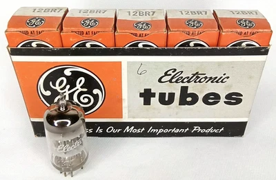 Mid Century Electron Tube With Original Box Set Of 5 GE Model 12BR7 USA 1950s - Image 1 of 4