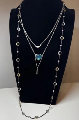 Collar en capas colgante de vidrio azul turquesa de 3 hilos Lucky Brand 36 pulgadas  Foto 1 de 4