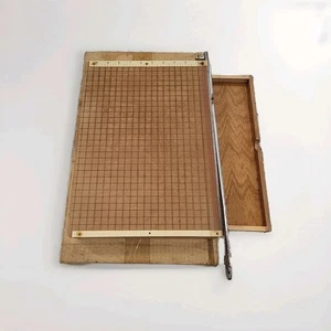 Vtg Wood Guillotine Paper Cutter 14" Model Steel Handle w Ruler Drawer Japan - Picture 1 of 13