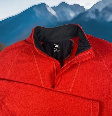 REI 1/4 Zip Sweater Men's M Red Thermal Pullover EUC - Image 1 of 4