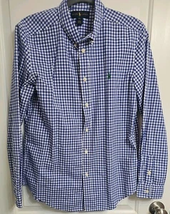 Ralph Lauren Boy's Long Sleeve Shirt - Size XL (18-20) Cotton blue gingham print - Picture 1 of 4