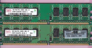 2GB 2x1GB PC2-6400 DDR2-800 HYNIX HYMP112U64CP8-S6 AB-C MEMORY KIT HP 404574-888 - Picture 1 of 5