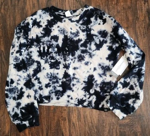 Treasure & Bond Girls Kids Crop Sweatshirt Black / White Tie Dye Size L (10/12) - Picture 1 of 6
