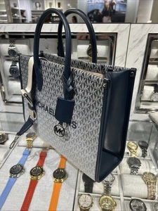 MICHAEL KORS MIRELLA DAMEN MEDIUM NAVY TOTE SATCHEL SCHULTERTASCHE HANDTASCHE GELDBEUTEL - Bild 1 von 12