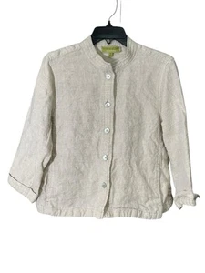 Sigrid Olsen 100% Linen Flax Jacket Medium Button Closure Long Sleeve #T13-4 - Picture 1 of 9