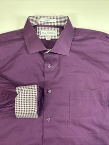 Camisa de Vestir Paul Frederick Púrpura 2 Capas Algodón Pinpoint 17x32 Calce Ajustado Nueva Sin Etiquetas - Imagen 1 de 5