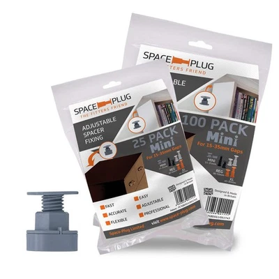 Mini fixações espaçadoras ajustáveis plugue espacial 15–35mm - Cinza para cozinha e móveis - Imagem 1 de 4
