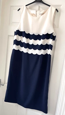 Jacques Vert Navy Blue & White Wedding Races Occasion Party Dress Size 14 / 16 - Image 1 of 4