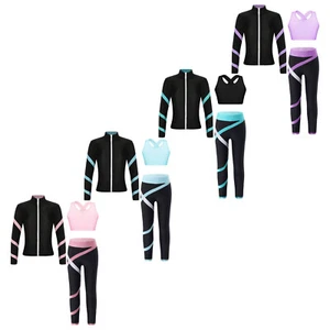 Child Girls Set 3Pcs Tracksuits Sleeveless Waistcoat Outfit Long Sleeve Jacket - Picture 1 of 47