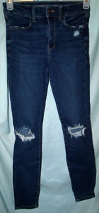American Eagle Dark Wash Distressed High Rise Skinny Jeggings Size 6 Junio (N2B) - Picture 1 of 4