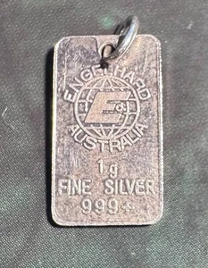 1G ENGELHARD AUSTRALIA VINTAGE SILVER INGOT PENDANT RARE SMALL TYPE (B) - Picture 1 of 2