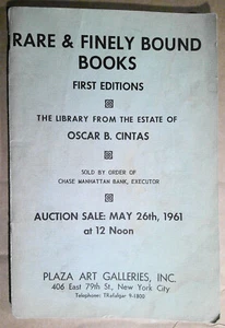 Catalogue des enchères 1961 Bibliothèque d'Oscar B. Cintas des galeries d'art Plaza, NY - Photo 1 sur 6
