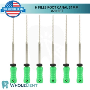 Paquete de 6 escariadores H Files conducto radicular 31 mm endodoncia dental Hedstrom #70 - Imagen 1 de 4