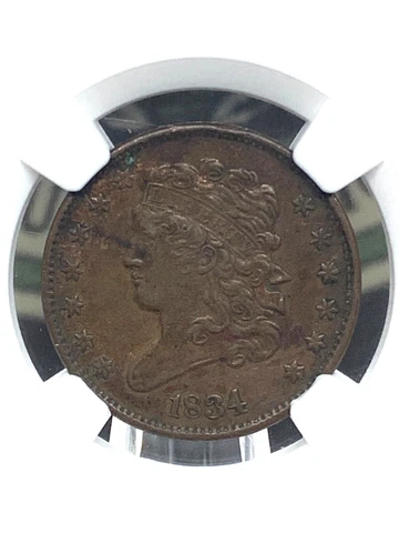 1834 Classic Head Half Cent Penny 1/2c **C-1** NGC AU Detail #007 ECC&C, Inc Cover