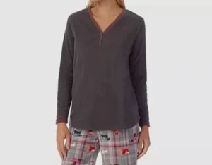 Cuddl Duds Women's Size: Large Henley Neck Fleece Lounge Pajama Top Grey NWT - Picture 1 of 7