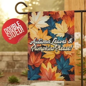 Cute Autumn Garden Flag Colorful Autumn Leave & Pumpkins Please Mom Gift for Her - Picture 1 of 13