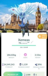 Non Shiny Xerneas background London Go Fest 2023 ✨Pokemon Trade✨ - Picture 1 of 1