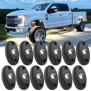 12x White LED Pods Rock Light Underbody Kit For Ford F-150 Lightning F-250 F-350 - Picture 1 of 11