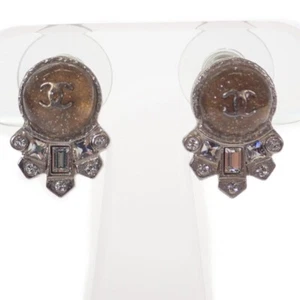 CHANEL Coco Mark Earrings Metal Silver Women's TGIS - Picture 1 of 6
