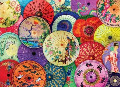 EuroGraphics Asian Oil Paper Umbrellas 1000 Piece Jigsaw Puzzle, NIB - Image 1 of 2