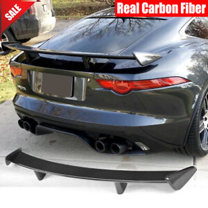For Jaguar F-TYPE SVR Coupe 2014-2018 Real Carbon Rear Trunk Wing Spoiler Lips