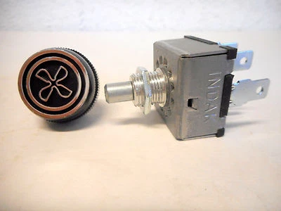 ROTARY A/C 3 SPEED BLOWER SWITCH UNIVERSAL TYPE W/ 'FAN' KNOB INDAK,MADE IN USA - Image 1 of 4
