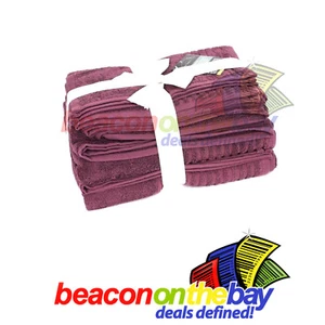 7 Piece Wine 100% Pure Indian Cotton Large Bath Towel Gift Set Indus Sands - Picture 1 of 3